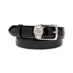 CINTURA IN VERNICE CON TESCHIO DI CRISTALLO