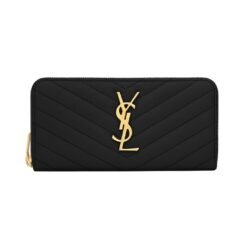 CASSANDRE MATELASSÉ PORTAFOGLI CON ZIP IN PELLE GOFFRATA GRAIN DE POUDRE