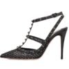 DÉCOLLETÉ ROCKSTUD IN RETE CON CRISTALLI E CINTURINI 100MM