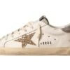 Super-Star stella in glitter oro e inserti in suede ghiaccio