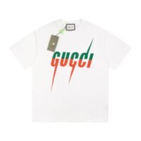 T-shirt Gucci Red Gradient Logo White GC040