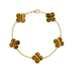 Bracelet, 5 Motifs, Yellow Gold, Tiger's Eye