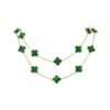 Long Necklace, 20 Motifs Yellow Gold, Malachite