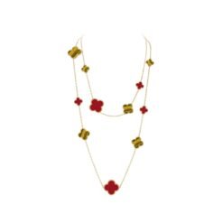 Magic Long Necklace, 16 Motifs Carnelian, Tiger's Eye