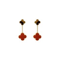 Alhambra Earrings, 2 Motifs Tiger's Eye, Carnelian