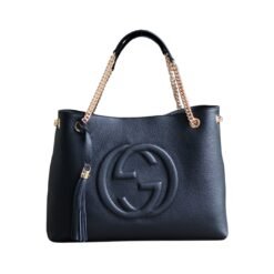 Borsa a catena in pelle nera