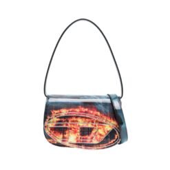 DIESEL 1DR POLY FLAME PRINT SHOULDER BAG