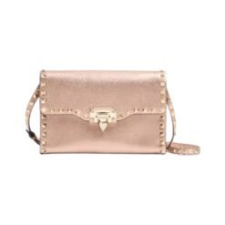 Mini tracolla Rockstud laminata vitello