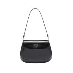 Cleo shoulder Borsa made of brushed leather with a stick Nero